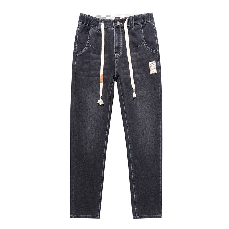 9927 | plus size men''s autumn and winter new super soft towel bottom jeans loose stretch Joker small straight trousers - Image 1