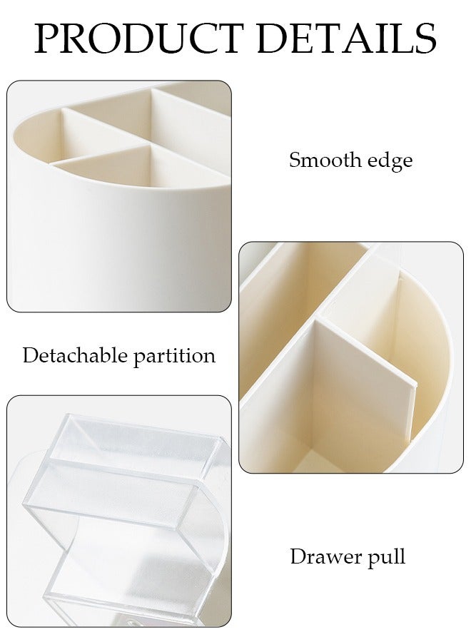 DUNISO منظم مكتب مع 3 أدراج حامل مستحضرات تجميل قلم رصاص متعدد الوظائف للمكتب، منظمات مكياج مكتبية وتخزين مع 7 مقصورات منظم سطح المكتب للوازم الفنية المنزلية والمكاتب - Image 3