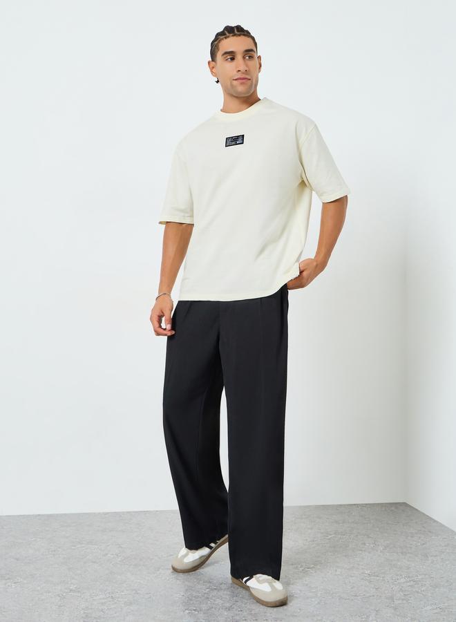 Styli Men Beige Graphic Print Oversized T-Shirt - Image 2