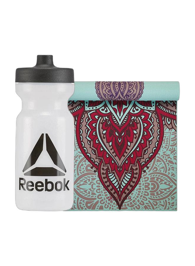 ريبوك مجموعة اللياقة البدنية - زجاجة مياه رياضية أساسية سعة 500 مل - خالية من مادة BPA، ومضادة للتسرب، مناسبة للصالات الرياضية للرجال والنساء - خفيفة الوزن، قابلة لإعادة الاستخدام، زجاجة ترطيب سوداء للسفر مع سجادة يوغا قابلة للعكس من Gaiam Zara Rogue - Image 1