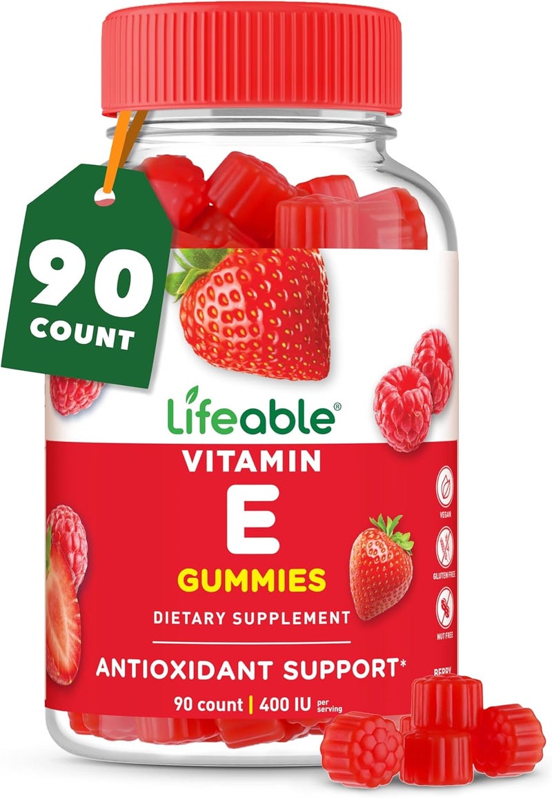 Lifeable Vitamin E Gummies  400 IU  Great Tasting Vitamin E Supplements  Skin Eye Health and Immune Function Support  VIT E for Adults Men Women  90 Gummies - Image 1