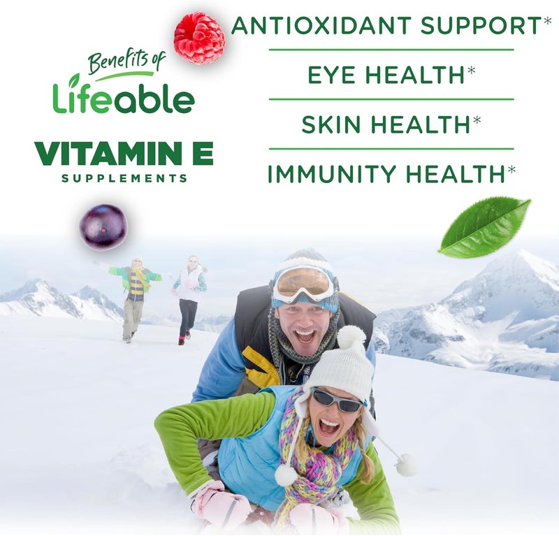 Lifeable Vitamin E Gummies  400 IU  Great Tasting Vitamin E Supplements  Skin Eye Health and Immune Function Support  VIT E for Adults Men Women  90 Gummies - Image 3