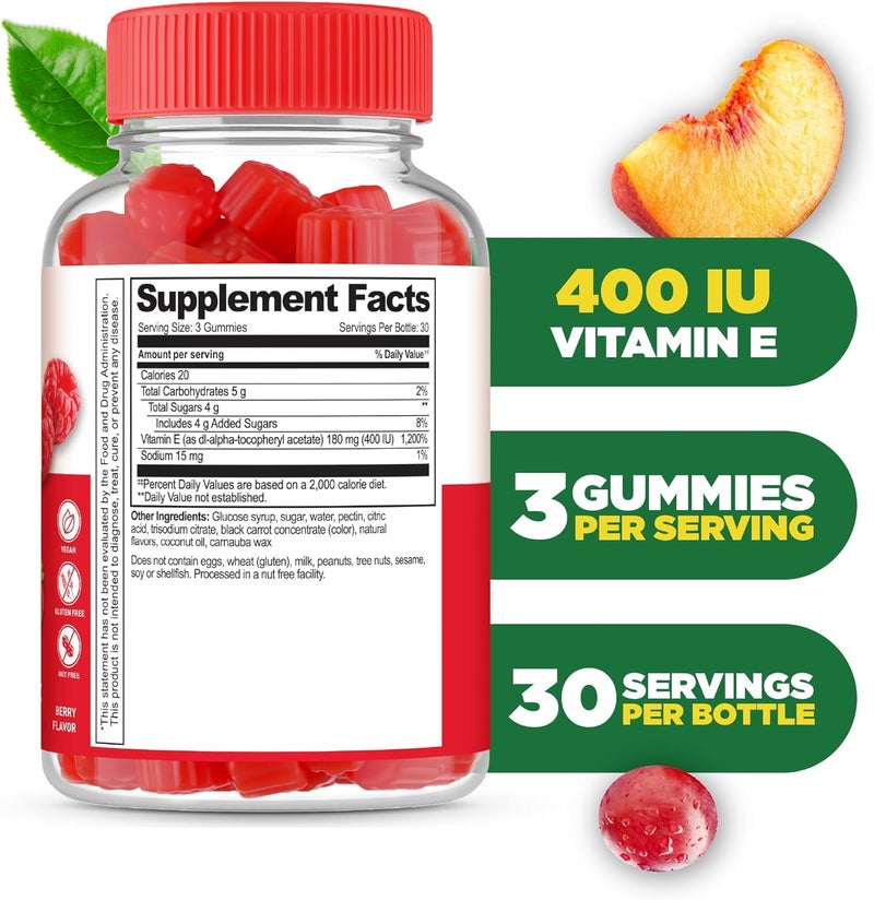 Lifeable Vitamin E Gummies  400 IU  Great Tasting Vitamin E Supplements  Skin Eye Health and Immune Function Support  VIT E for Adults Men Women  90 Gummies - Image 2