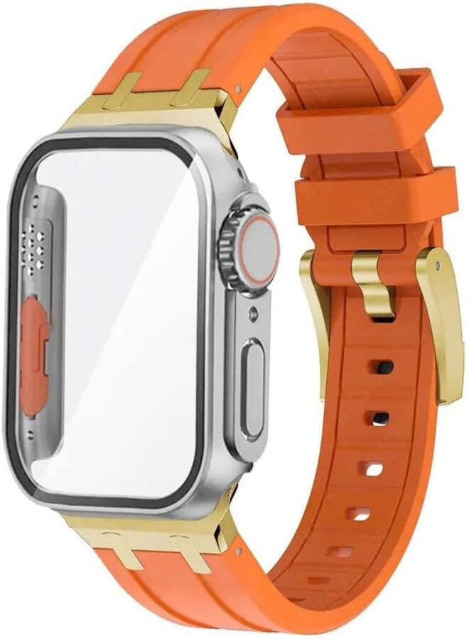 Next Next Store New Premium Silicone Strap with Ultra Protective Case Compatible with Series 7-8-9 45mm