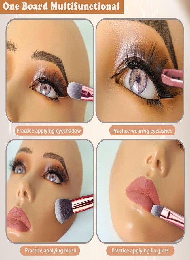 Penugo Makeup Mannequin Face Kit, Silicone Face for Makeup Practice Full Face for Must Haves, Mannequin Eye Face for Makeup Practice with Makeup Brushes Set & Eye Shadow & Eyebrow Pencil(Wheat) - Image 4