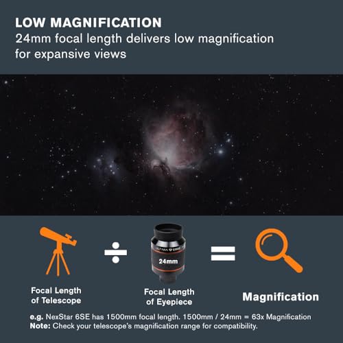 Celestron 93453 Ultima Edge 24mm Parfocal Ultra Flat Field Eyepiece Designed for 1.25" Focusers - Incredibly Crisp Views, Fully Multi-Coated Lens, Moulded Rubber Grip, Black - Image 4