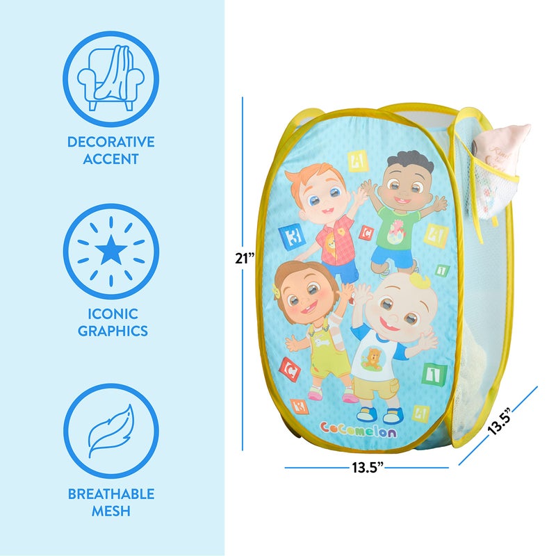 Idea Nuova Cocomelon Pop-Up Hamper with Durable Carry Handles, Kids Laundry & Room Storage Organizer, 21â€H x 13.5â€W x 13.5â€L - Image 3