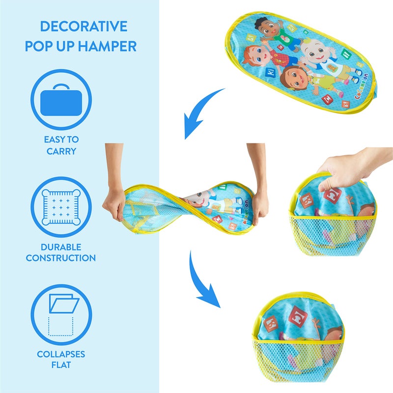 Idea Nuova Cocomelon Pop-Up Hamper with Durable Carry Handles, Kids Laundry & Room Storage Organizer, 21â€H x 13.5â€W x 13.5â€L - Image 2