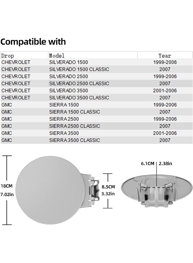 SEINECA Fuel Door Gas Tank Cover Compatible with Sierra Trucks (1999-2006) with Steel Bed - Image 3