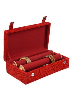 Kuber Industries Kuber Industries Bangle Box | Velvet Jewellery Gifts Organizer | Bracelet Organizer for Women | Bangle Box for Women | Self Cut Work |2 Rod Bangle Organizer | Pack of 2 | Red  - Image 5