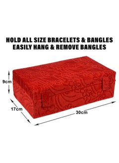 Kuber Industries Kuber Industries Bangle Box | Velvet Jewellery Gifts Organizer | Bracelet Organizer for Women | Bangle Box for Women | Self Cut Work |2 Rod Bangle Organizer | Pack of 2 | Red  - Image 3