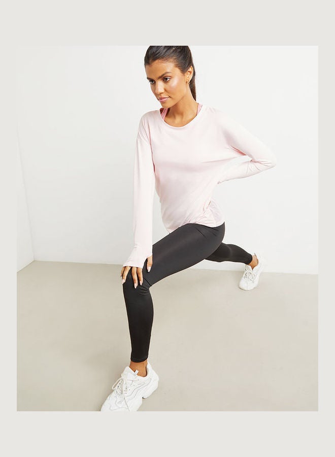 Styli Double Layer Open Back Long Sleeves Yoga Top  - Image 1