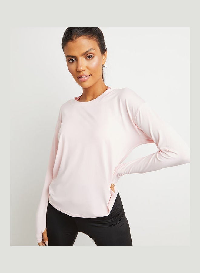 Styli Active Double Layer Open Back Long Sleeves Yoga Top - Image 1