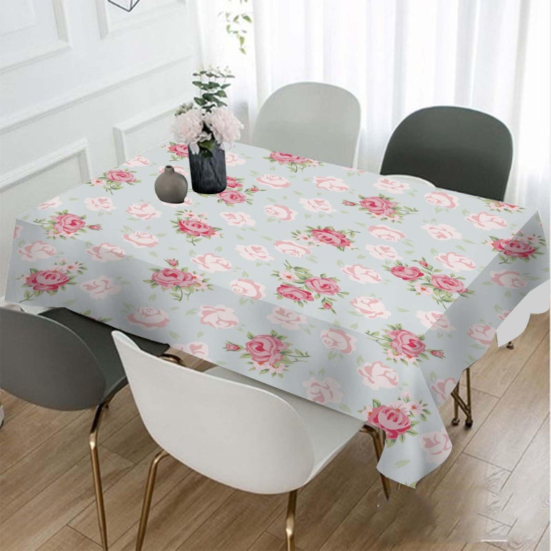 TKS MITLAN Pink Rose Tablecloth Decor Chic Flowers Romantic Vintage Style Spring Table Cloth Dining Room Kitchen Table Cover 60" X 84" Oblong/Rectangle - Image 2