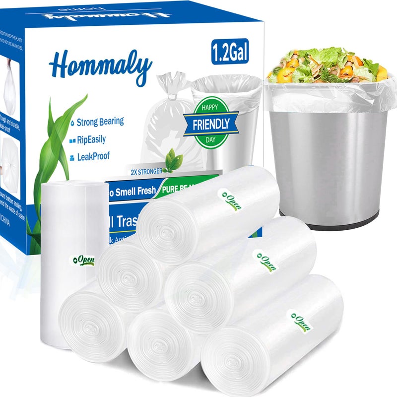 12 Gallon 350pcs Clear small Trash Bags Strong Clear Garbage BagsBathroom mini Trash Can Bin LinersPlastic Bags for home officewaste basket liner fit 5 Liter 0811215 GalClear 350