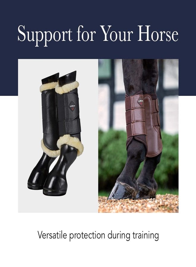 LeMieux Fleece Edged Mesh Brushing Horse Boots - Protective Gear and Training Equipment - Equine Boots, Wraps & Accessories (Black Natural - Medium) - Image 4