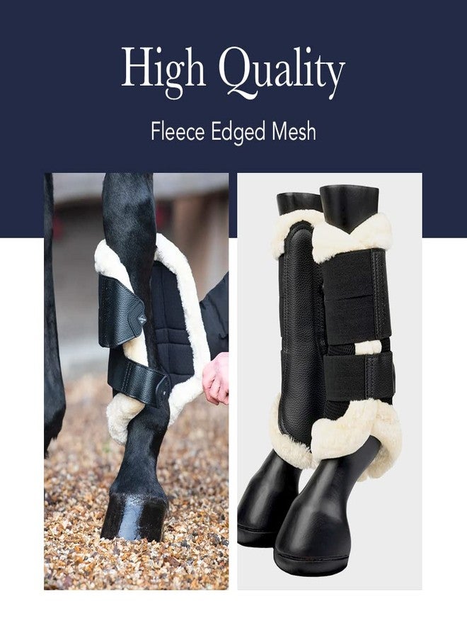 LeMieux Fleece Edged Mesh Brushing Horse Boots - Protective Gear and Training Equipment - Equine Boots, Wraps & Accessories (Black Natural - Medium) - Image 5