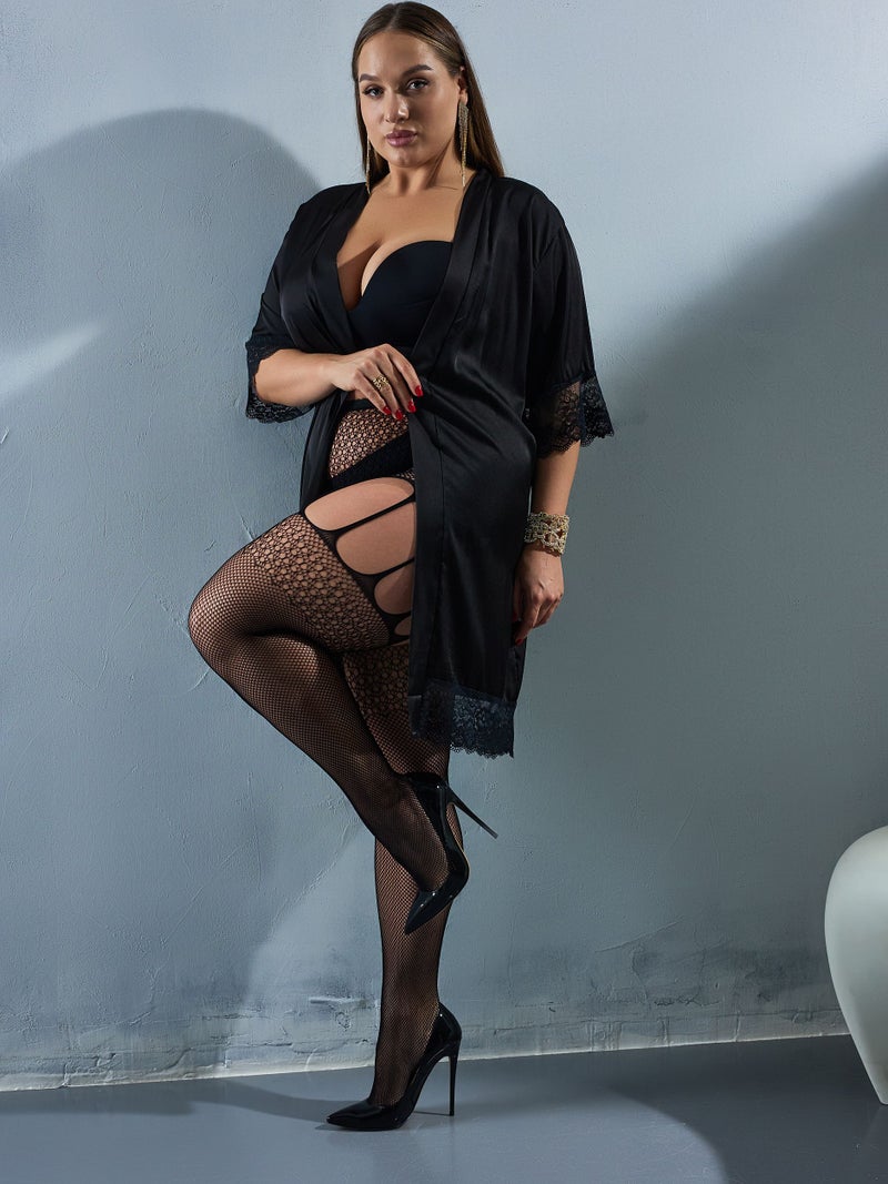 Women's Fishnet Stockings with Wide Waistband - Image 3
