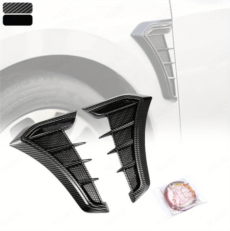HUUSO 2-Pack Carbon Black Sports Car Air Vent Trim HD-717, Sleek Decorative Fender Stickers for Exterior Styling Compatible with All Cars - Image 2