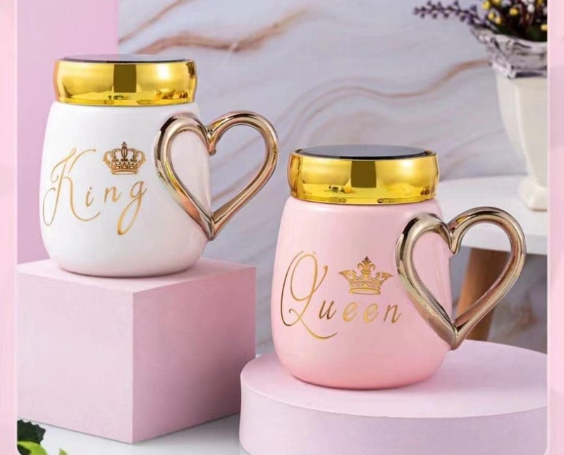 ConvertKitchen Ceramic Tea Coffee Mug 380 ML Set of 2 Best for Anniversary Wedding Engagement Valentine Gifts for Couple Teachers Women Men Husband Wife with Box Mr Mrs Mugs - Image 2