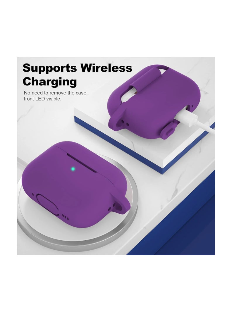 Compatible for AirPods 4th Generation Case 2024- Full Body Protective Shock-Resistant Silicone Case Cover Compatible with Apple AirPod 4 Case, Front LED Visible, With Carabiner