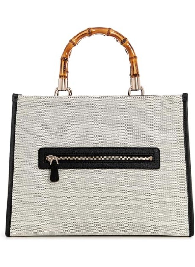 جس حقيبة GUESS Kerima بشعار 4G – لون طبيعي مع تفاصيل بلون الحليب (أناقة يومية عملية) - Image 4