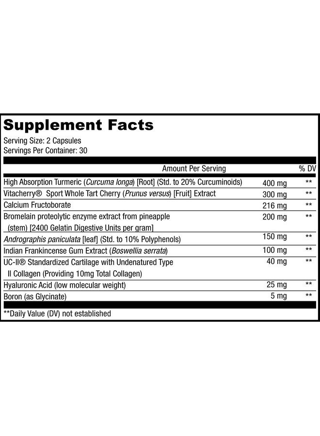 Codeage Supreme Joint Health Ucii Collagen Capsules Type Ii Vitacherry Sport Cherries Boron Calcium Fructoborate Hyaluronic Acid Turmeric Bromelain & Boswellia Supplement Nongmo 60 Count - Image 2