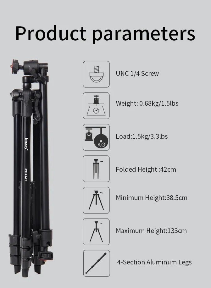 Jmary KP-2207 Overhead & Professional Vloging 2 in 1 Tripod - Image 5