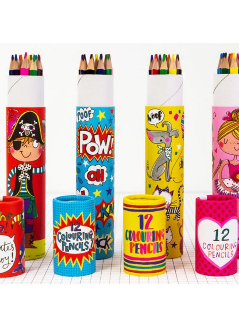 Rachel Ellen Childrens Cats and Dogs Colouring Pencil Tube  - Image 2