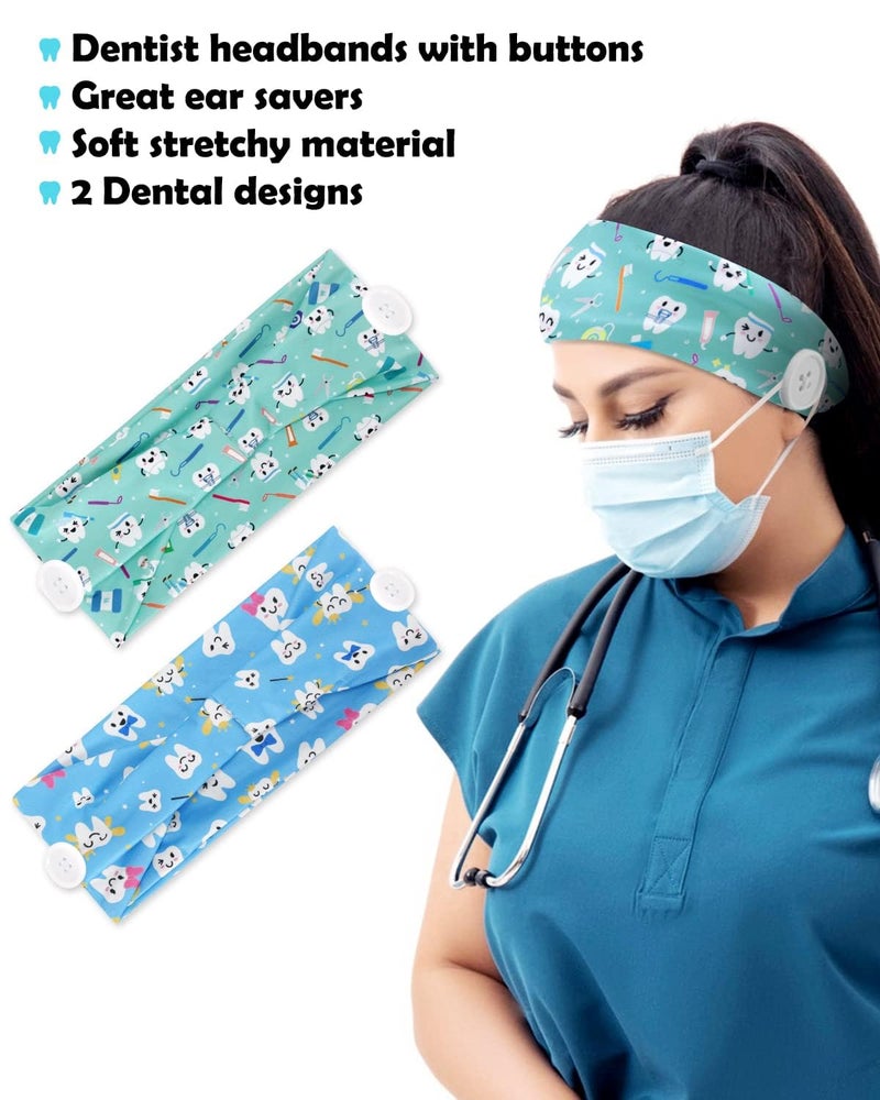 Nefelibata 4PCS Dentist Gifts Dental Hygienist Accessories Headbands with Buttons Glitter Acrylic Badge Reel Retractable Teeth Makeup Bag Dentist Physician Appreciation Gift for Women Assistant Week Graduation - Image 3