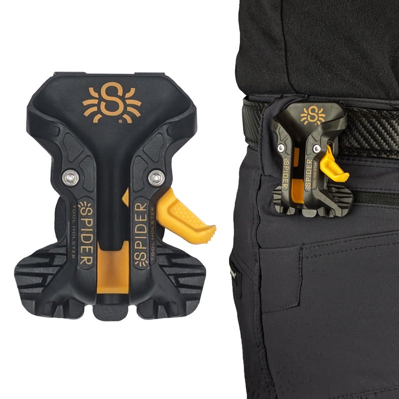 Spider Pro Tool Holster - Upgraded, Self Locking, Quick Draw Universal Tool Holder with Ambidextrous Thumb Lock - Clips onto Any Belt - Image 1