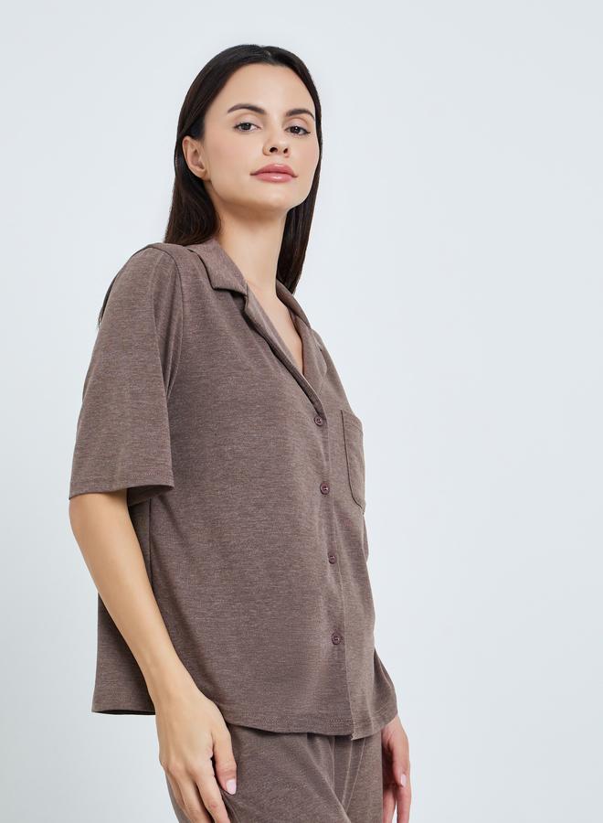 ستايلي طقم بيجاما من بنطال وبلوزة ميلانج للنساء - Image 2