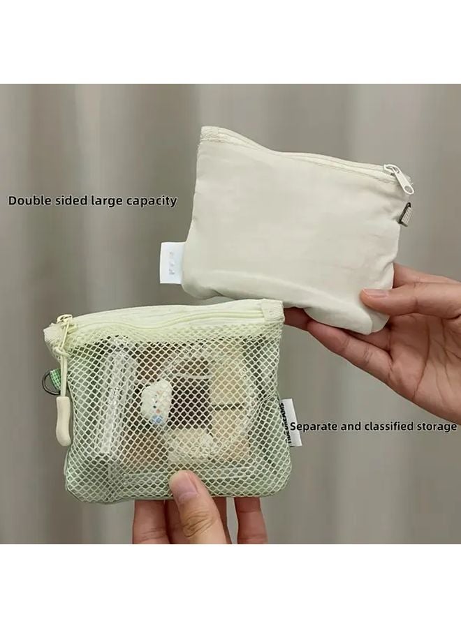 Grey Portable Double Compartment Mesh Travel Organizer Bag For Toiletries Cosmetics And Essentials - Image 3