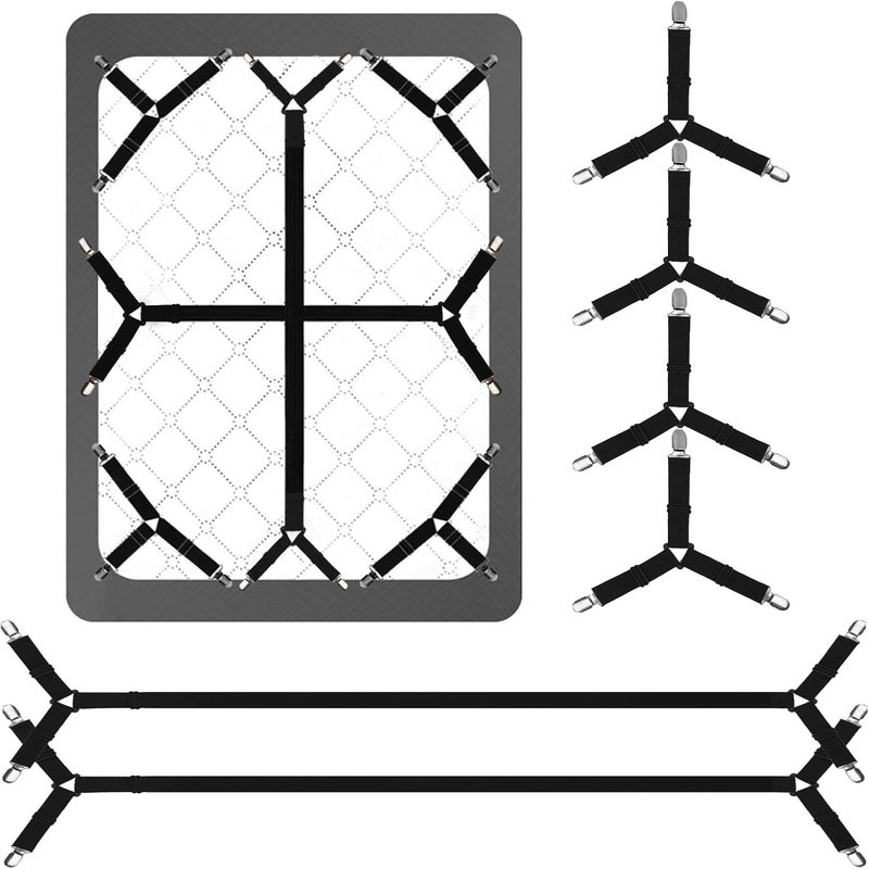 Luyena Bed Sheet Straps,Secure and Adjustable Sheet Clips for Perfectly Fitted Sheet Straps Holders for Corners,Enhance Your Sleeping Experience(6PCS Black) - Image 1