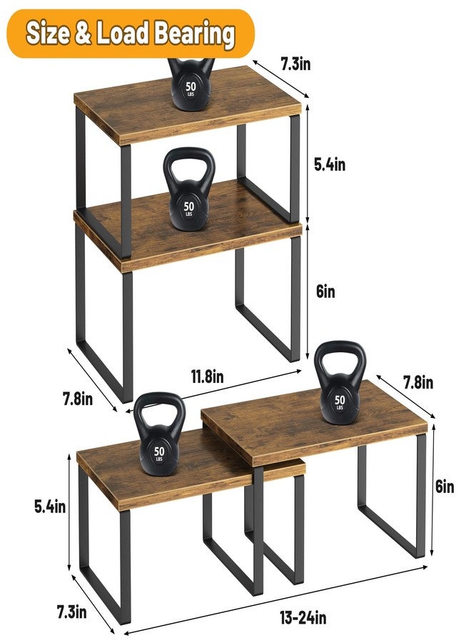 Selefrecos Kitchen Cabinet Organizer Set of 4, Cabinet Organizer Shelf Kitchen Counter Shelves, Rustic Brown - Image 4