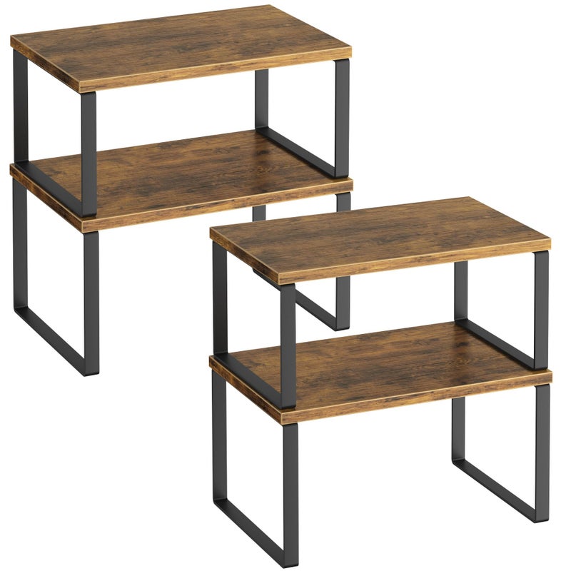 Selefrecos Kitchen Cabinet Organizer Set of 4, Cabinet Organizer Shelf Kitchen Counter Shelves, Rustic Brown - Image 1