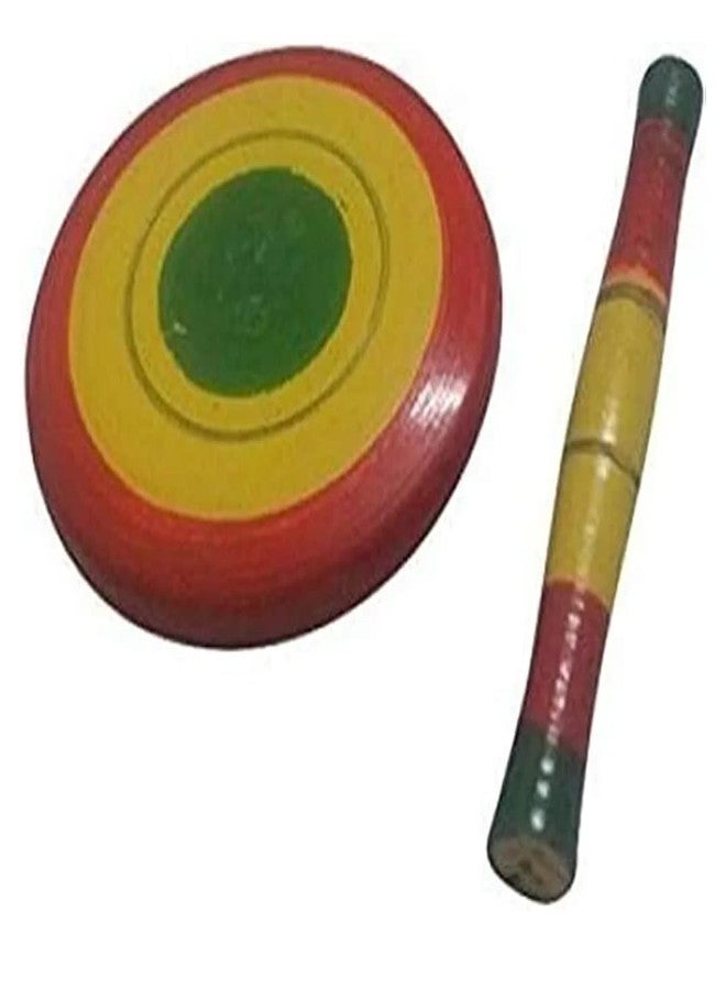 FULLFILLS Kids Baby Miniature Handmade Wooden Chakla Belan Playset with Rolling Pin and Board only for Kids not for Kitchen use (Colouful) (Pack of 1 Set) - Image 1