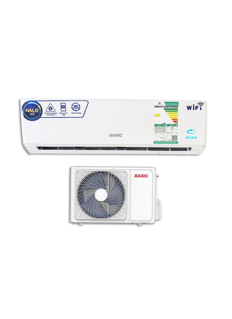 بازيك - مكيف سبليت هالو (1.00 طن) 12000 وحدة بارد فقط مزود بخاصية Wifi BSACH-F12CD-I ، BSACH-F12CD-O ، (موديل 2022) - Image 1