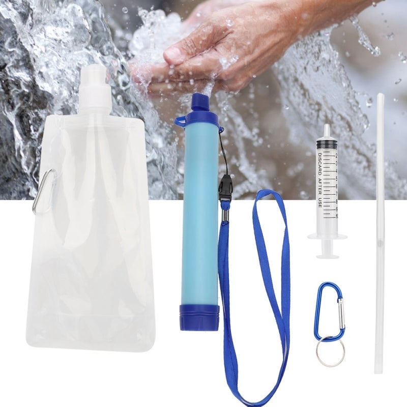 Portable Water Filter Straw: Lightweight With Strap & Dust Cover - High Filtration Activated Carbon Water Purification Tool for Camping Hiking Emergency Survival - Image 5