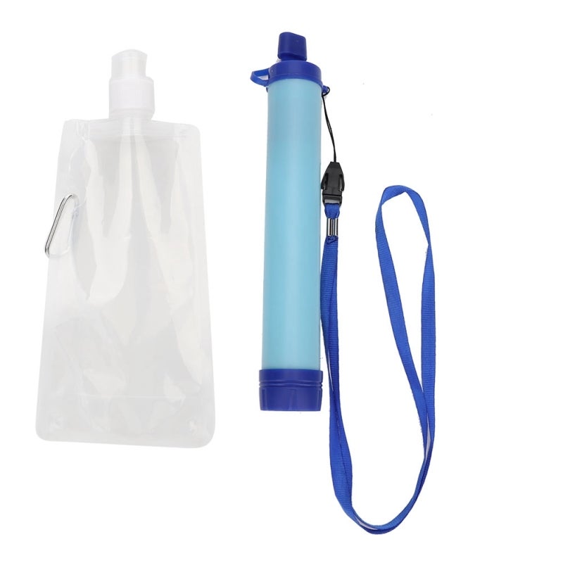 Portable Water Filter Straw: Lightweight With Strap & Dust Cover - High Filtration Activated Carbon Water Purification Tool for Camping Hiking Emergency Survival - Image 2