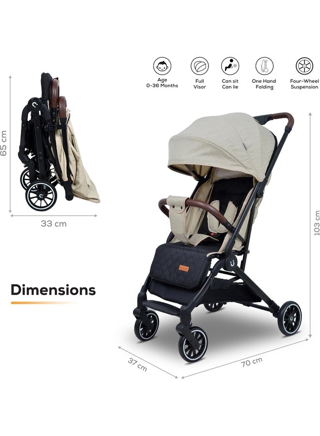Nurtur Baby Travel Stroller With Storage Basket, Removable Front Bumper, 5 Point Safety Harness, EVA Wheels, Compact Foldable Design, 0 - 36 Months - Image 2