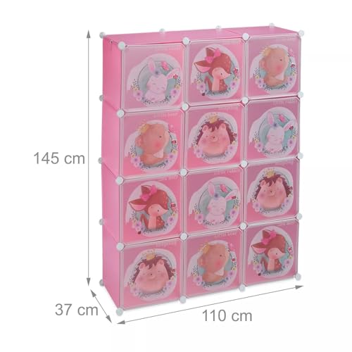 LUHI Plastic Wardrobe for Kids Clothes – Easy to Use Anti-Skid & Non-Slip Effective Professional, Plastic Cupboard for Kids, Foldable Almirah, Collapsible Wardrobe (Pink KTC4, 12-Shelf-12-Door) - Image 2