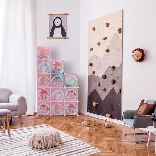 LUHI Plastic Wardrobe for Kids Clothes – Easy to Use Anti-Skid & Non-Slip Effective Professional, Plastic Cupboard for Kids, Foldable Almirah, Collapsible Wardrobe (Pink KTC4, 12-Shelf-12-Door) - Image 4