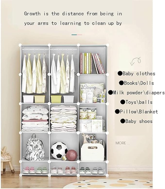 LUHI Plastic Wardrobe for Kids Clothes – Easy to Use Anti-Skid & Non-Slip Effective Professional, Plastic Cupboard for Kids, Foldable Almirah, Collapsible Wardrobe (Pink KTC4, 12-Shelf-12-Door) - Image 5