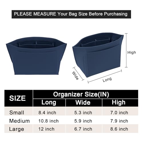 LOUKAYCCI Purse Organizer Insert for Longchamp Le Pliage L Handbag Insert Felt Long Champ Tote Bag Organizer Insert with Cup DarkBlue Large - Image 3