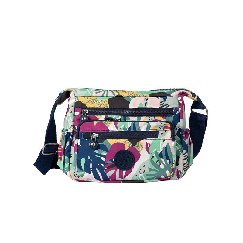 SOLARAE حقائب يد نسائية مقاومة للماء متعددة الجيوب حقائب كتف قماش مطبوعة عادية للخارجية - Image 1