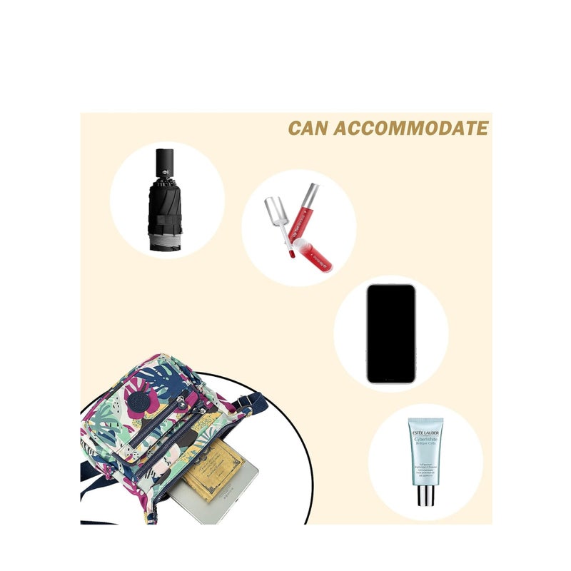 SOLARAE حقائب يد نسائية مقاومة للماء متعددة الجيوب حقائب كتف قماش مطبوعة عادية للخارجية - Image 4