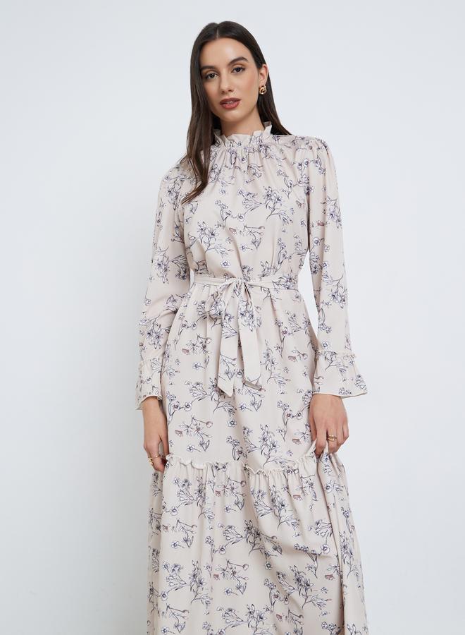 تايك تو فستان طويل بطبعة زهور وربطة خصر - Image 3