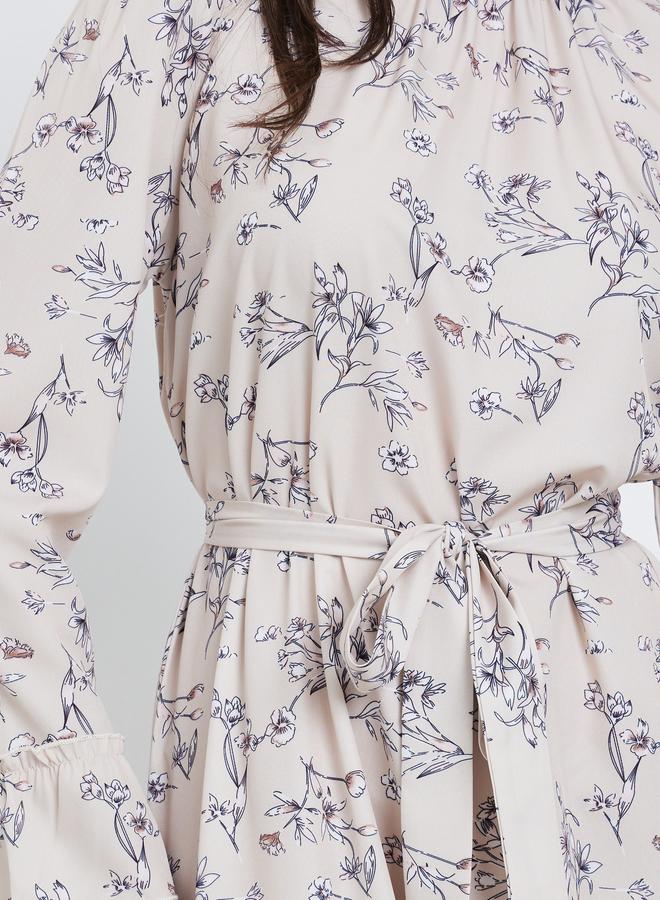 تايك تو فستان طويل بطبعة زهور وربطة خصر - Image 4