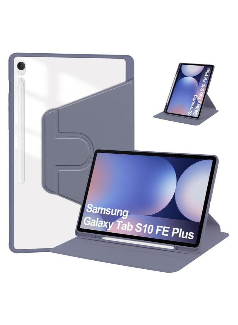 VKL Case Compatible with Samsung Galaxy Tab S10 FE Plus (2025), Built-in Pen Slot + Folding Stand, Transparent All-inclusive Drop Protection Cover (Lavender) - Image 2